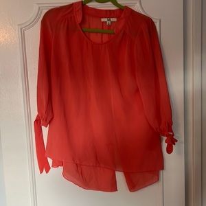 Salmon Pink Blouse with Slit Back